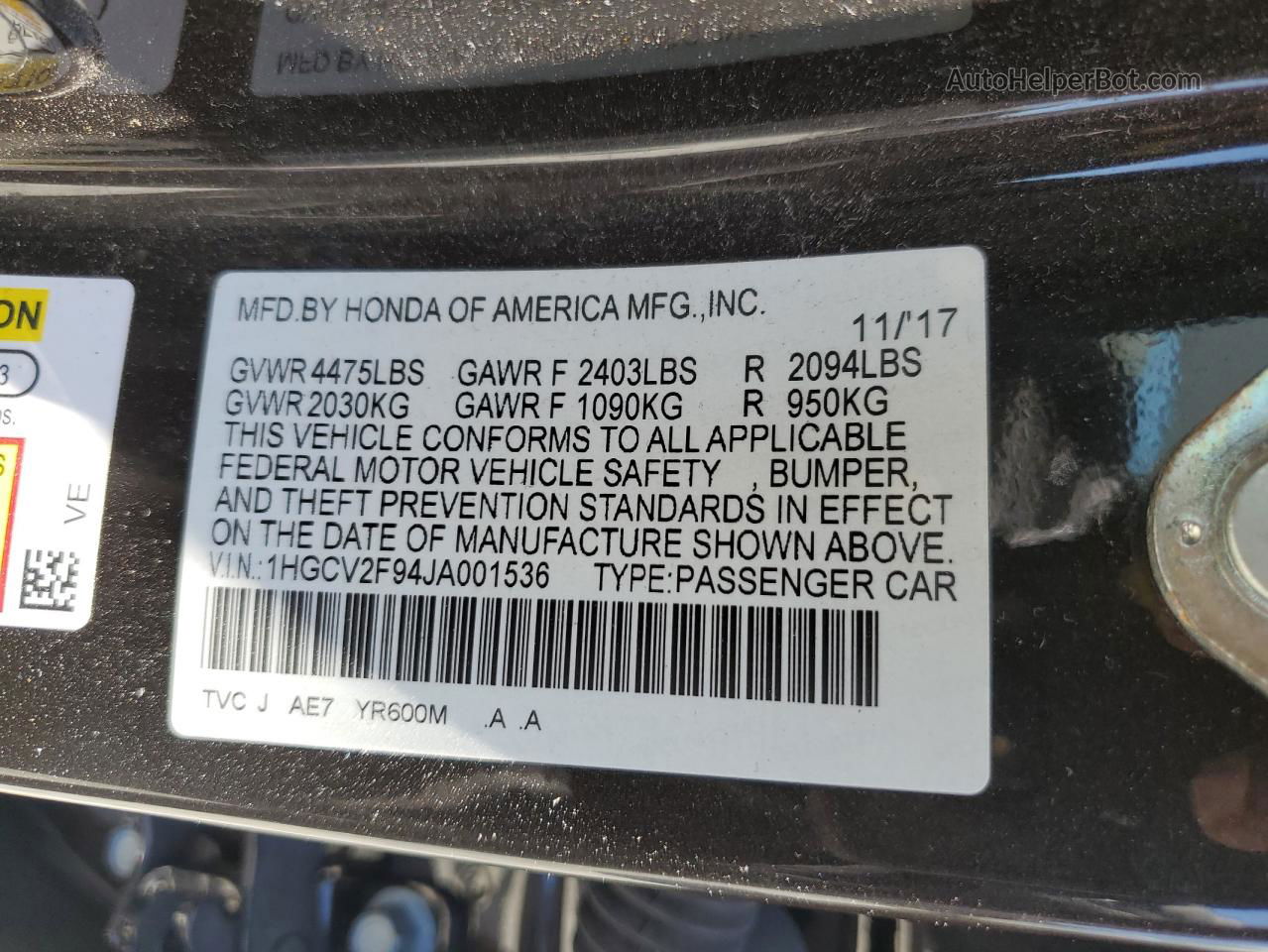 2018 Honda Accord Touring Коричневый vin: 1HGCV2F94JA001536