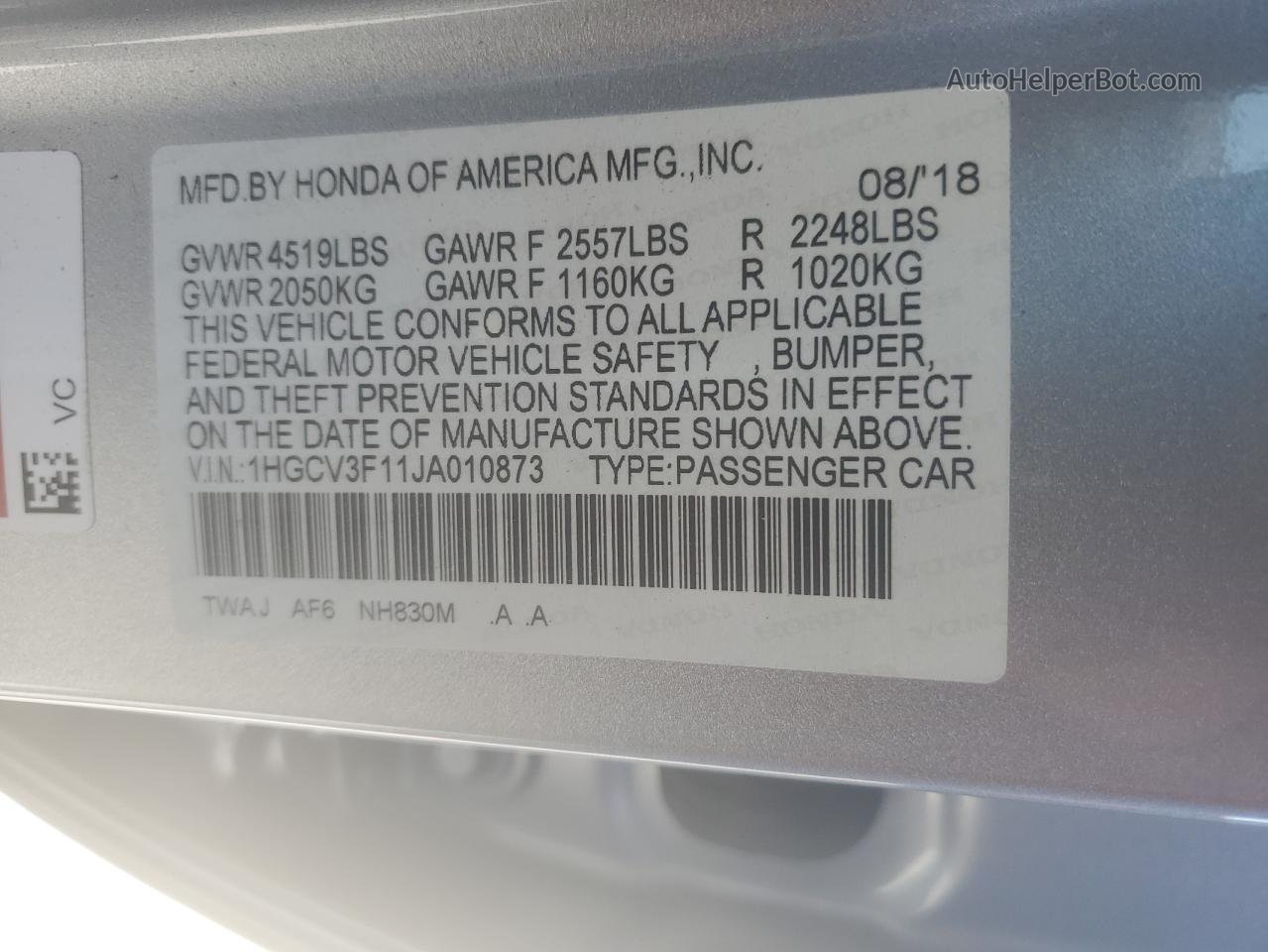 2018 Honda Accord Hybrid Silver vin: 1HGCV3F11JA010873