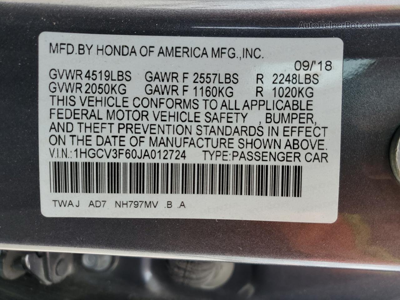 2018 Honda Accord Hybrid Exl Gray vin: 1HGCV3F60JA012724