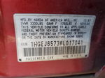 1998 Honda Civic Lx Red vin: 1HGEJ6573WL017041