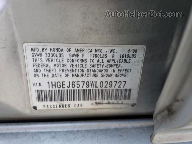 1998 Honda Civic Lx Silver vin: 1HGEJ6579WL029727