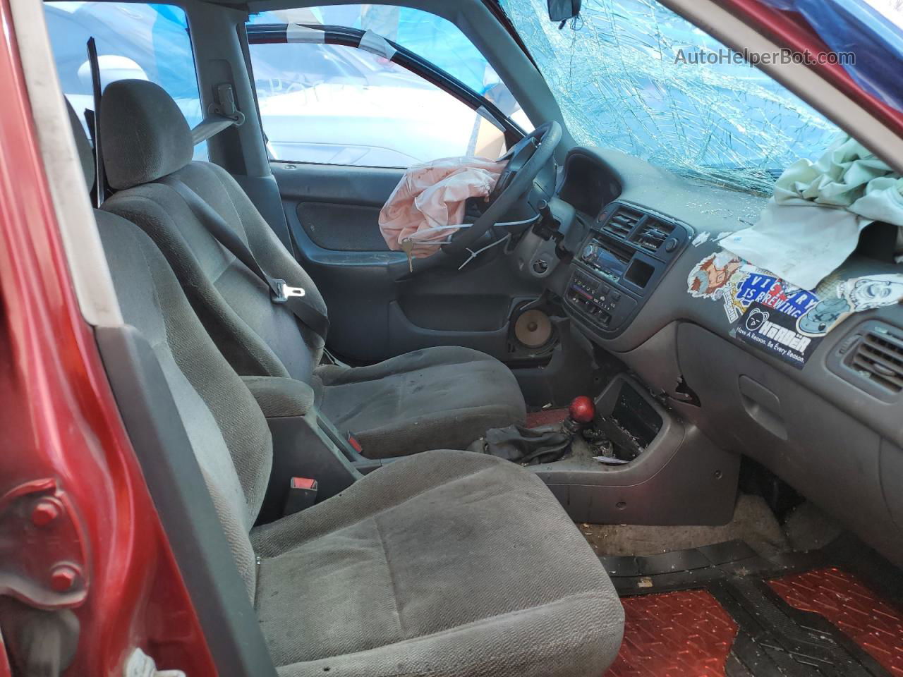 1998 Honda Civic Lx Red vin: 1HGEJ657XWL017019