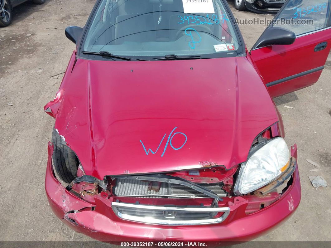 1998 Honda Civic Lx Red vin: 1HGEJ6676WL025973