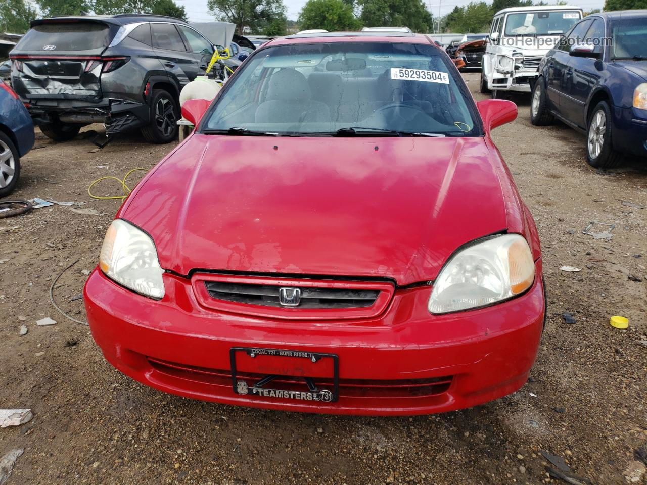 1998 Honda Civic Ex Red vin: 1HGEJ8243WL072191