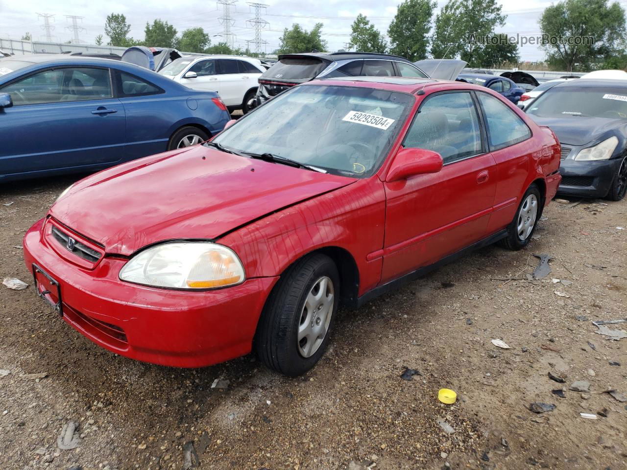 1998 Honda Civic Ex Red vin: 1HGEJ8243WL072191