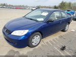 2004 Honda Civic Vp Blue vin: 1HGEM21104L057222