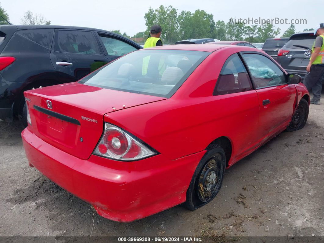 2004 Honda Civic Vp Red vin: 1HGEM21144L068580