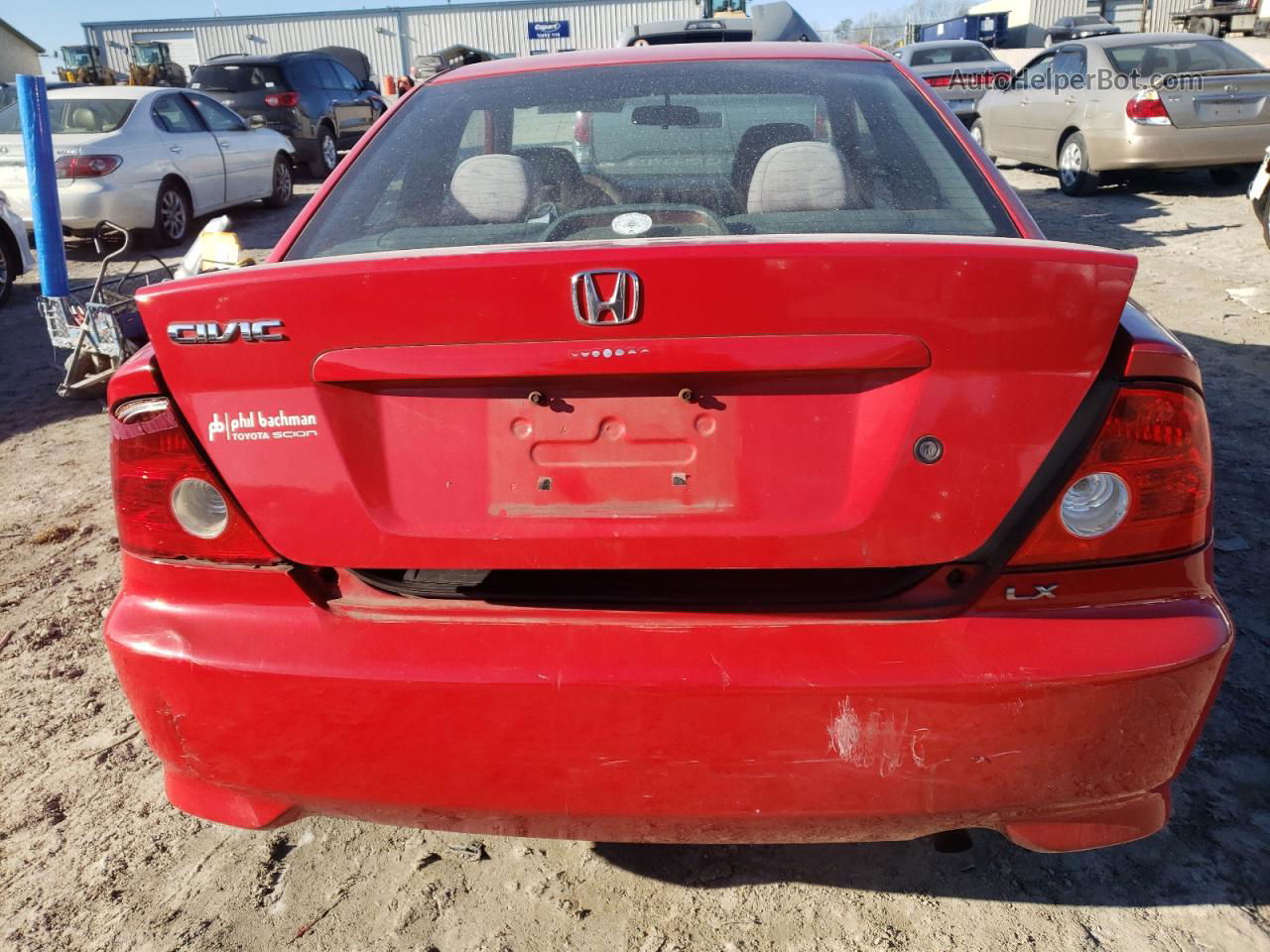 2004 Honda Civic Lx Red vin: 1HGEM21564L004169