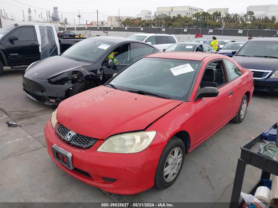 2004 Honda Civic Vp Red vin: 1HGEM22154L048160