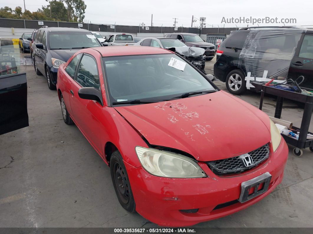 2004 Honda Civic Vp Red vin: 1HGEM22154L048160