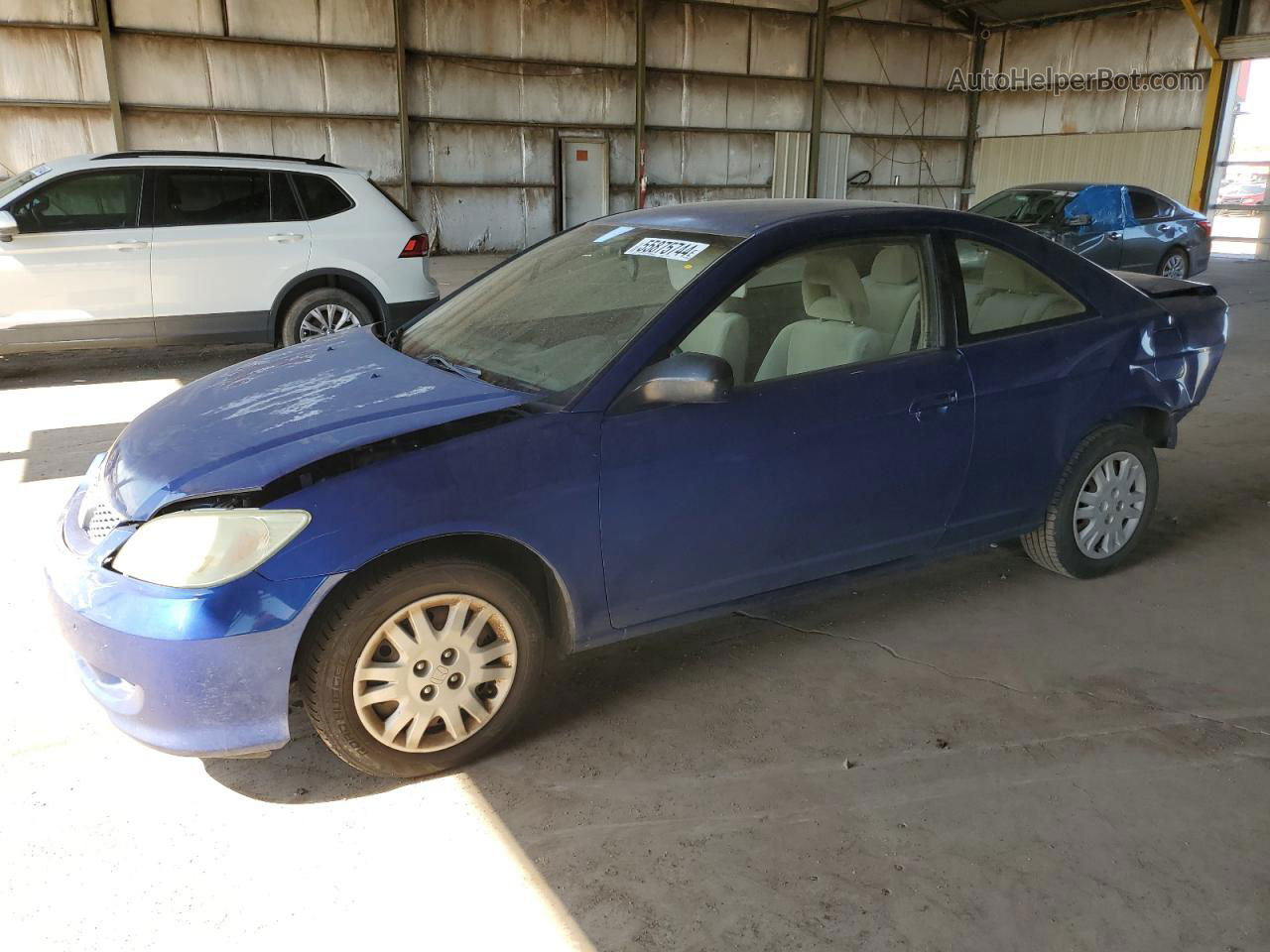 2004 Honda Civic Lx Blue vin: 1HGEM22554L057914