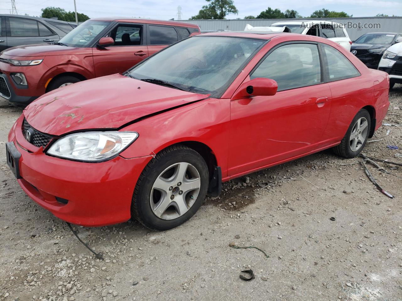 2004 Honda Civic Ex Red vin: 1HGEM22924L028681