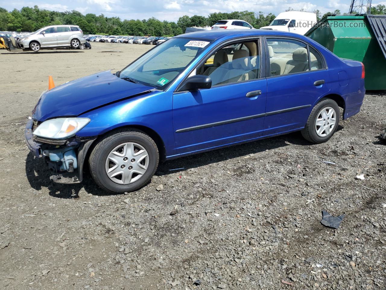 2005 Honda Civic Dx Vp Blue vin: 1HGES16355L005838