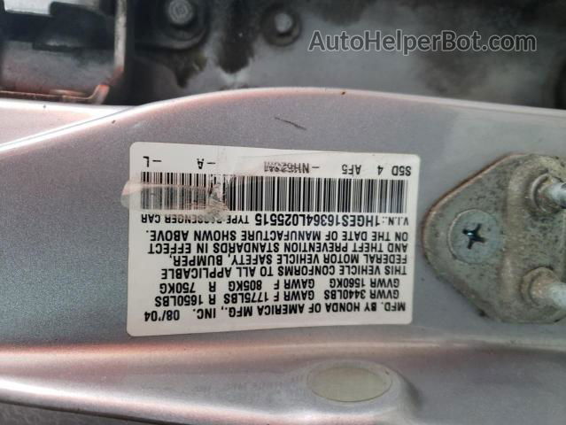 2004 Honda Civic Dx Vp Silver vin: 1HGES16364L025515