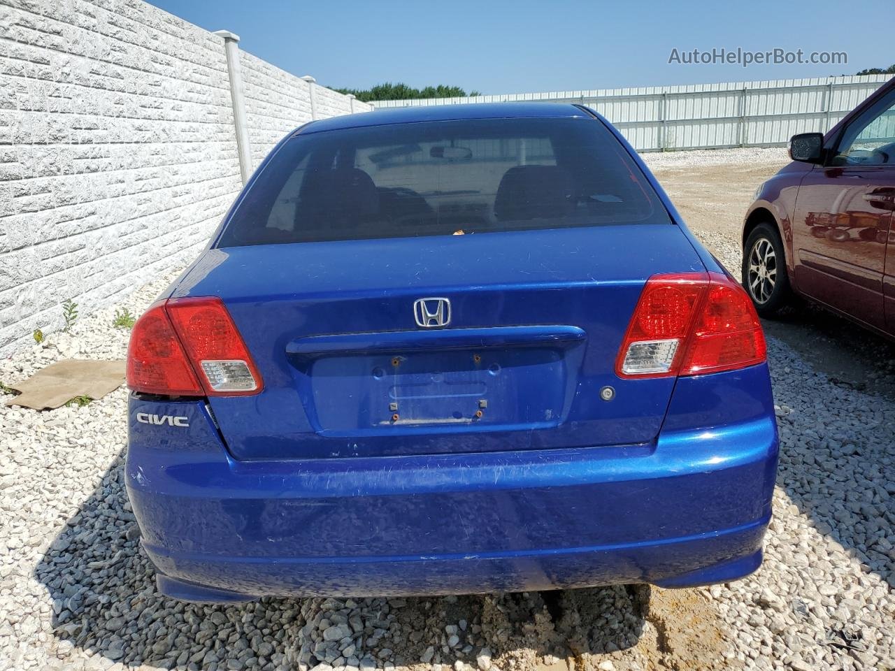 2005 Honda Civic Dx Vp Blue vin: 1HGES16385L005798