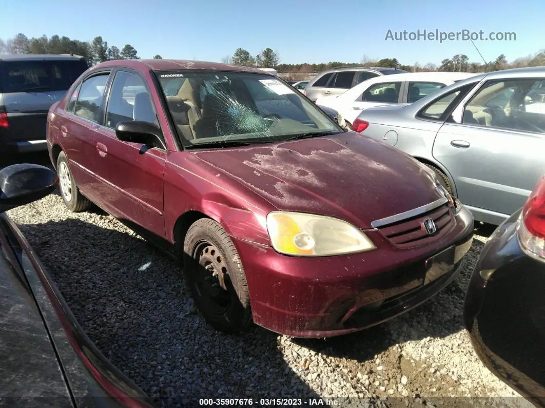 2002 Honda Civic Lx Maroon vin: 1HGES16532L040536