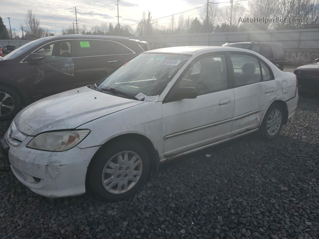 2004 Honda Civic Lx White vin: 1HGES16594L017538