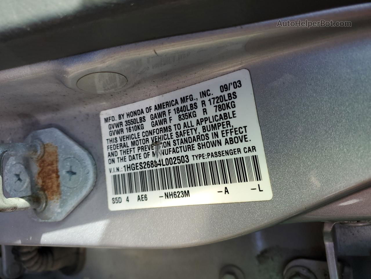 2004 Honda Civic Ex Silver vin: 1HGES26834L002503