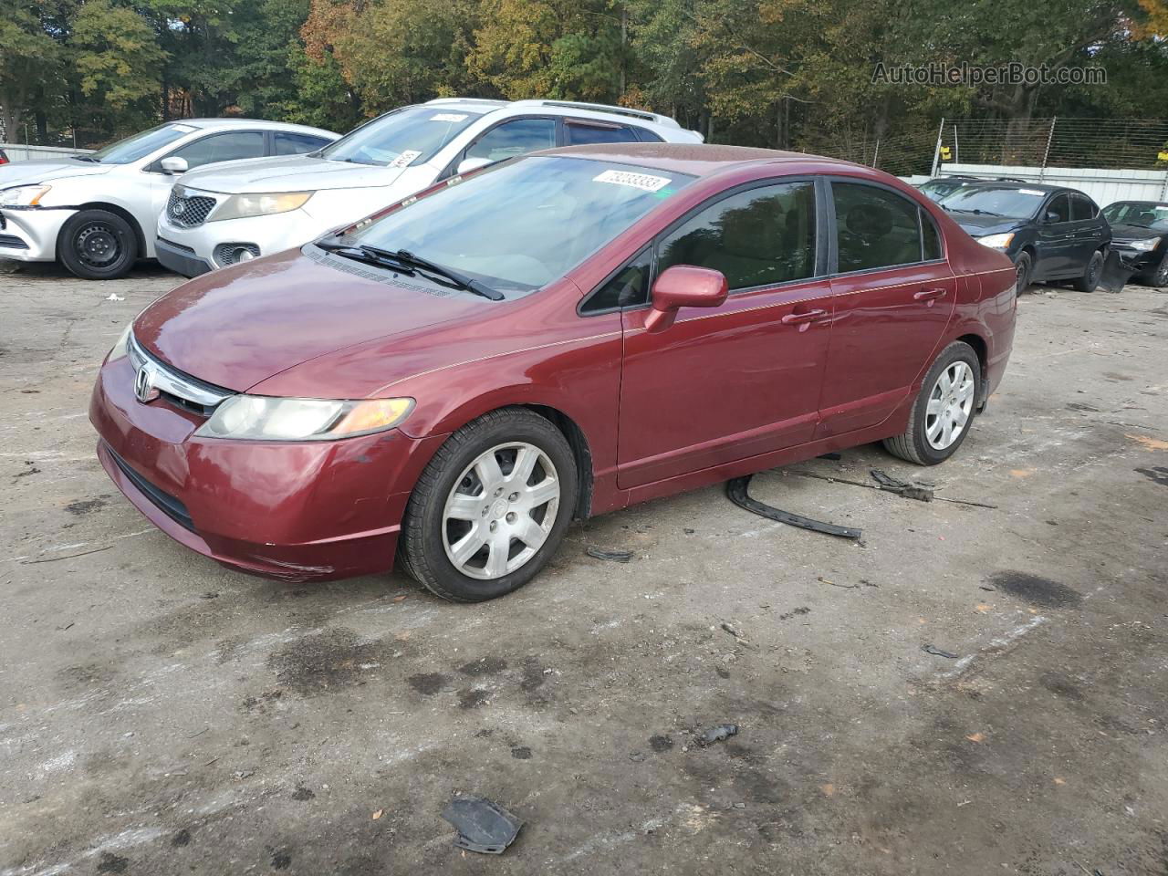 2008 Honda Civic Lx Burgundy vin: 1HGFA16528L095950