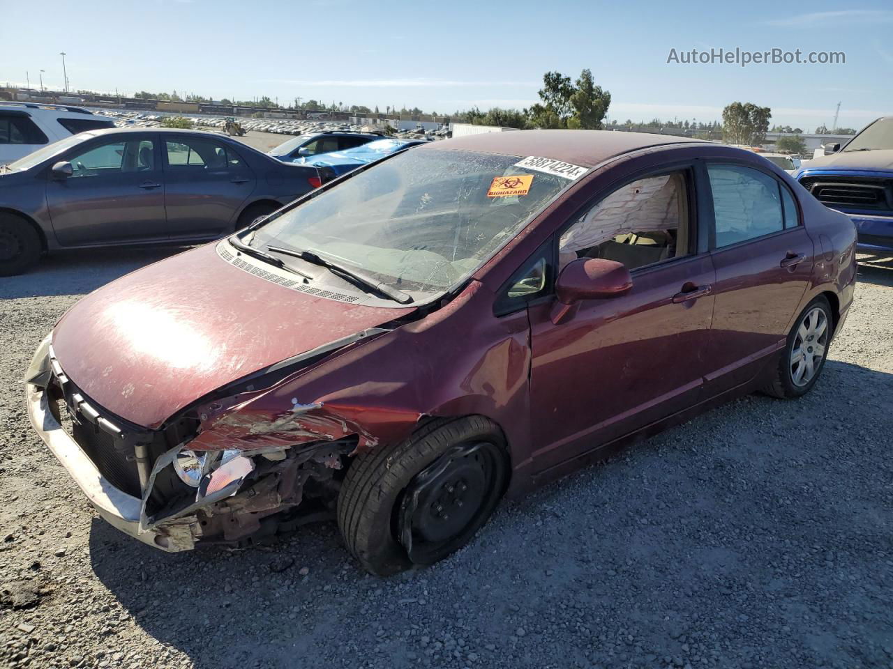 2008 Honda Civic Lx Maroon vin: 1HGFA16548L059709