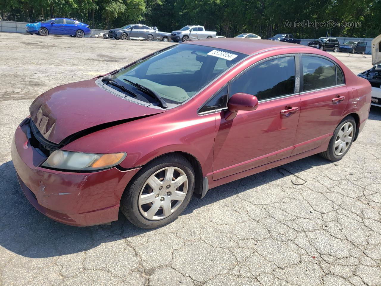 2008 Honda Civic Lx Burgundy vin: 1HGFA16568L118324