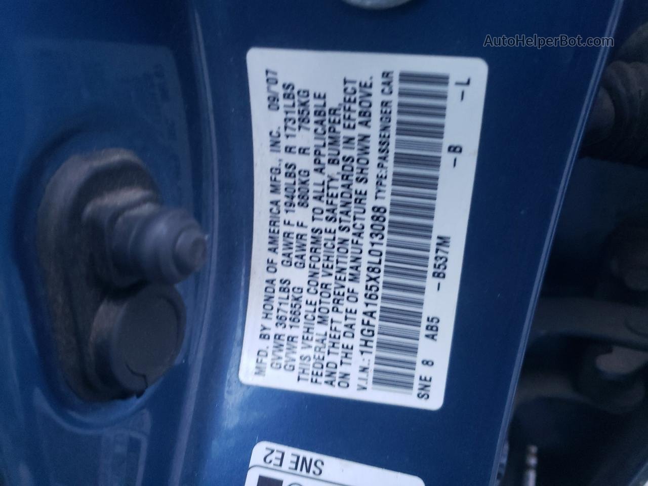 2008 Honda Civic Lx Синий vin: 1HGFA165X8L013088