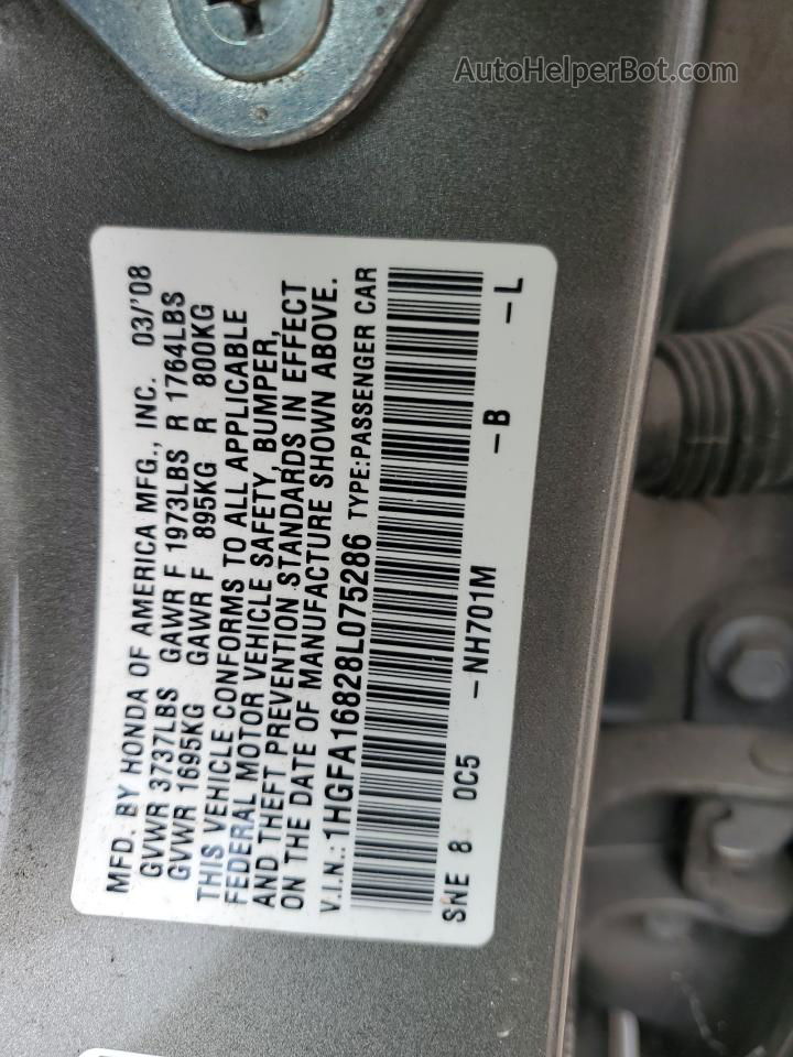 2008 Honda Civic Ex Gray vin: 1HGFA16828L075286