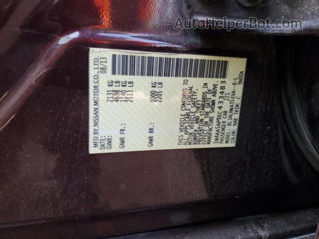 2014 Nissan Maxima S Темно-бордовый vin: 1N4AA5AP9EC433483