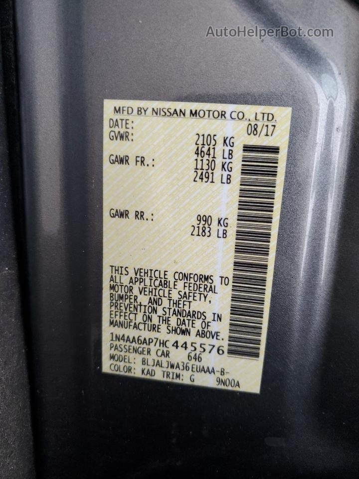 2017 Nissan Maxima 3.5s Gray vin: 1N4AA6AP7HC445576