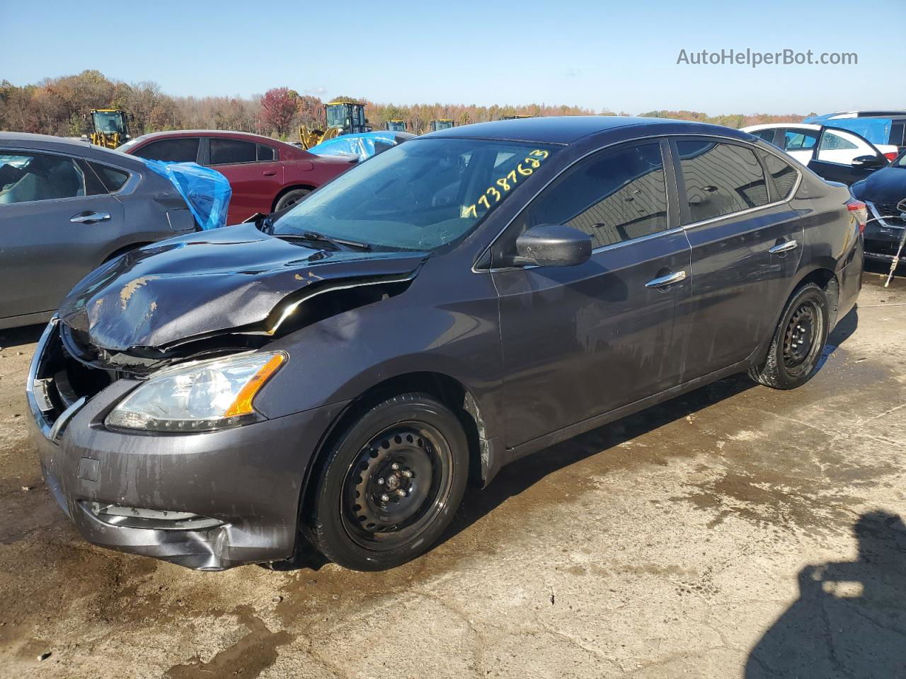 2014 Nissan Sentra S Серый vin: 1N4AB7AP4EN853780