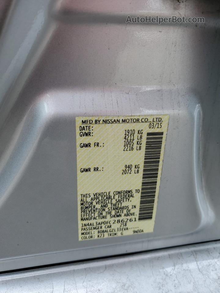 2015 Nissan Altima 2.5 Gray vin: 1N4AL3AP0FC286261
