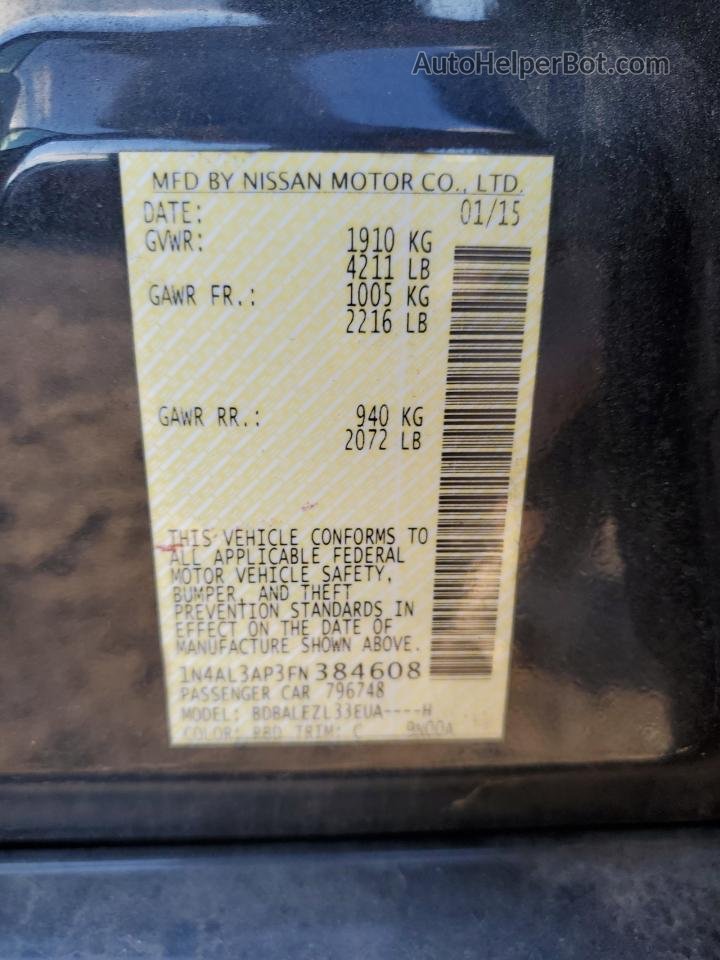 2015 Nissan Altima 2.5 Gray vin: 1N4AL3AP3FN384608