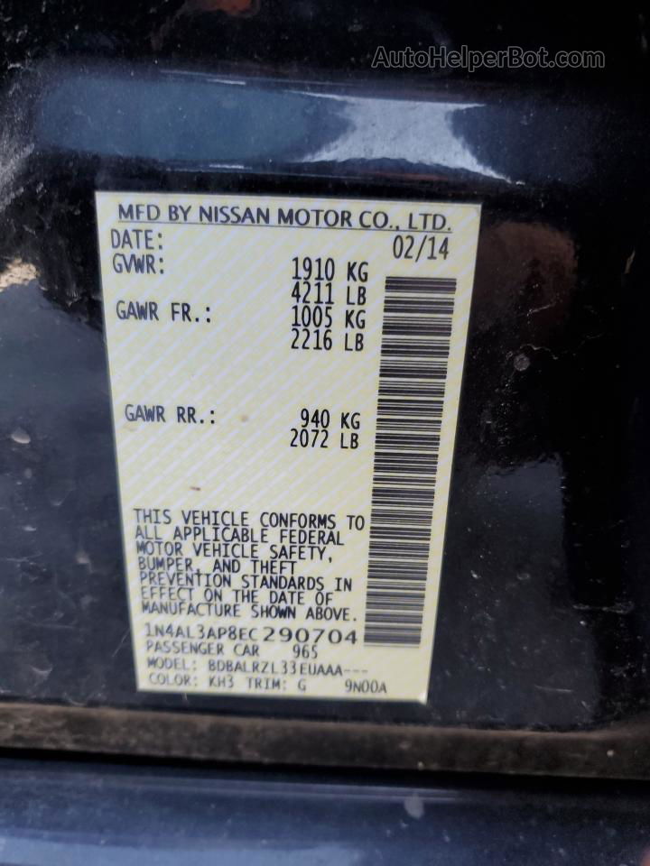 2014 Nissan Altima 2.5 Black vin: 1N4AL3AP8EC290704