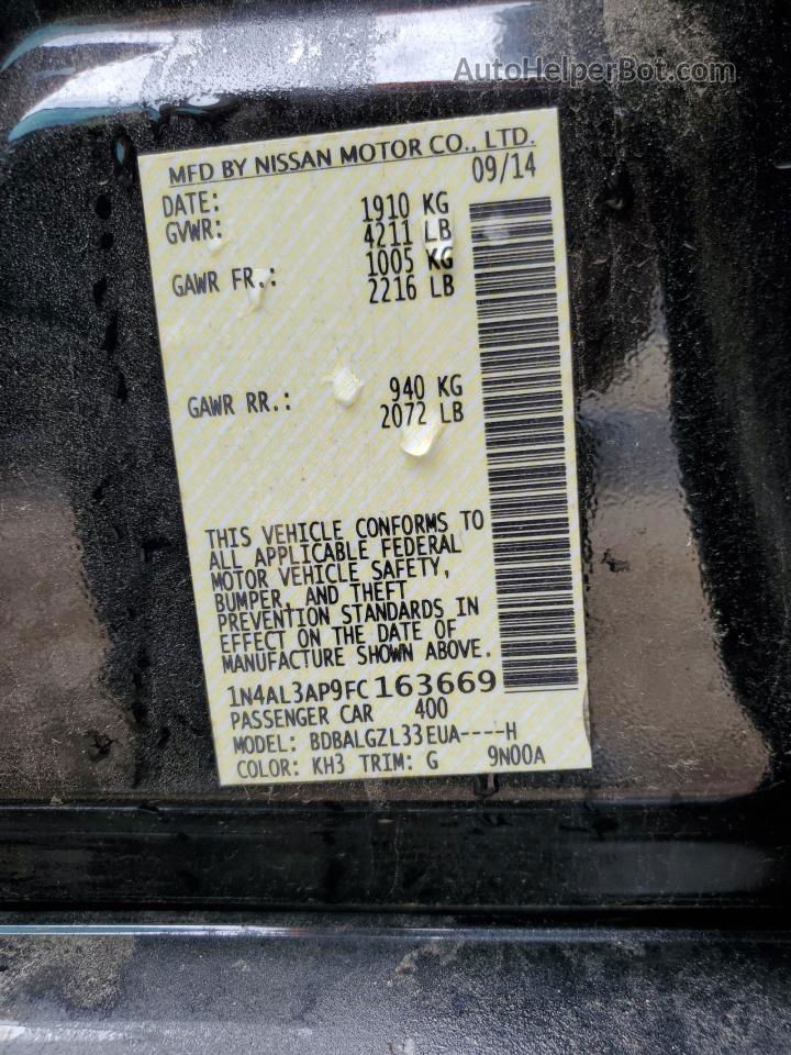 2015 Nissan Altima 2.5 Black vin: 1N4AL3AP9FC163669