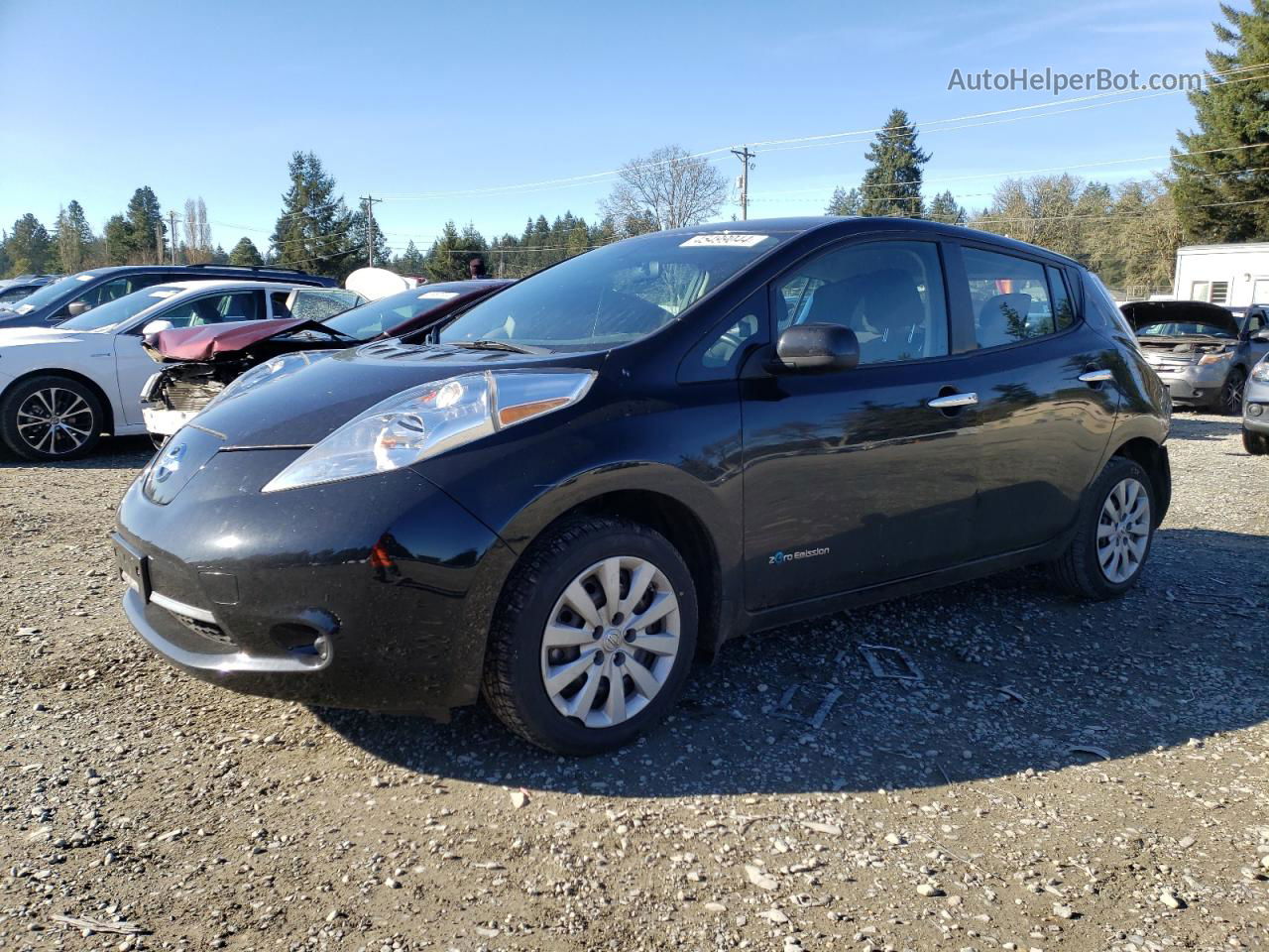 2015 Nissan Leaf S Black vin: 1N4AZ0CP0FC306227