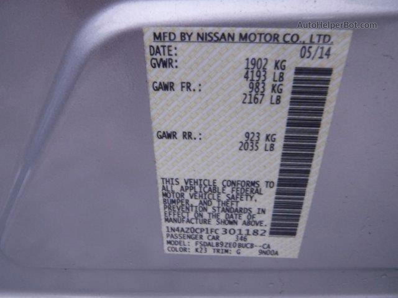 2015 Nissan Leaf S Silver vin: 1N4AZ0CP1FC301182