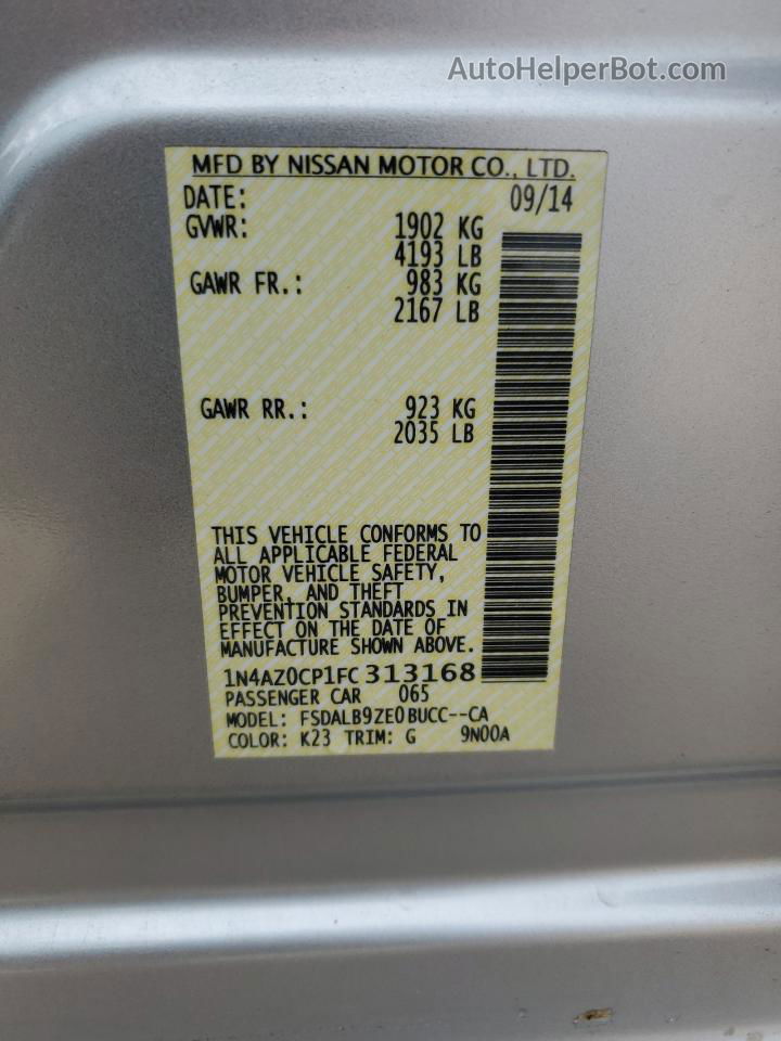 2015 Nissan Leaf S Серебряный vin: 1N4AZ0CP1FC313168