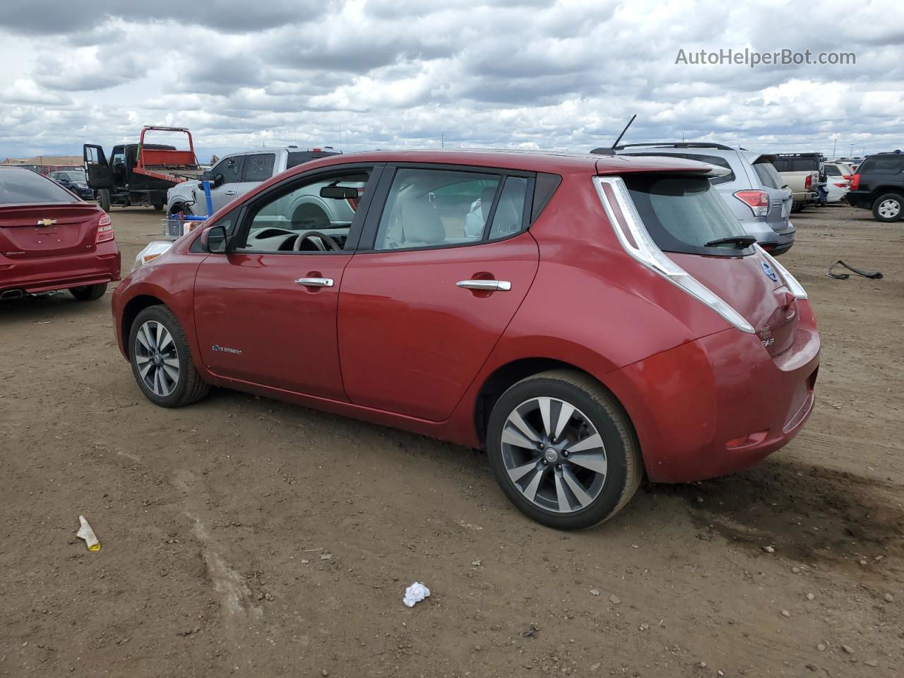 2015 Nissan Leaf S Burgundy vin: 1N4AZ0CP1FC316832