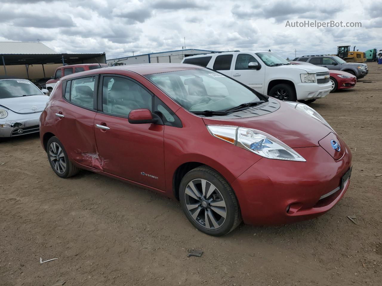 2015 Nissan Leaf S Burgundy vin: 1N4AZ0CP1FC316832