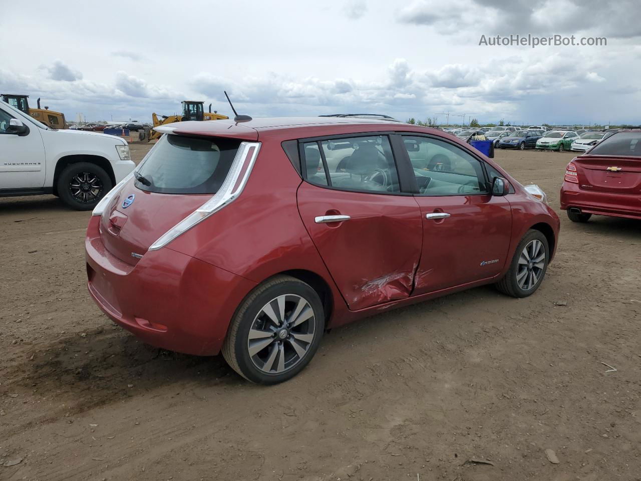 2015 Nissan Leaf S Burgundy vin: 1N4AZ0CP1FC316832