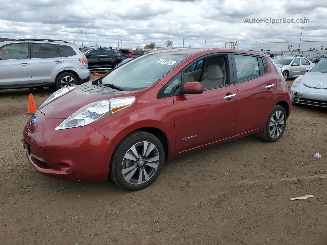 2015 Nissan Leaf S Burgundy vin: 1N4AZ0CP1FC316832