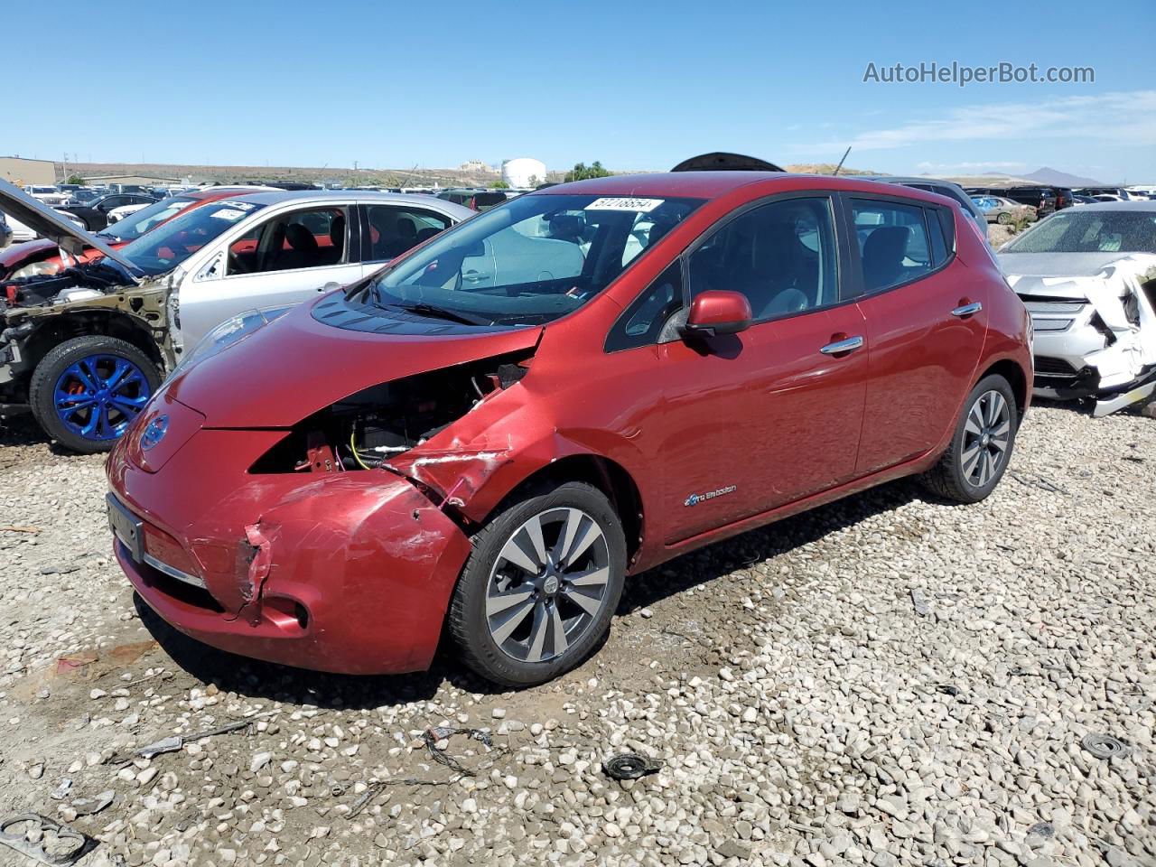 2015 Nissan Leaf S Красный vin: 1N4AZ0CP3FC325581