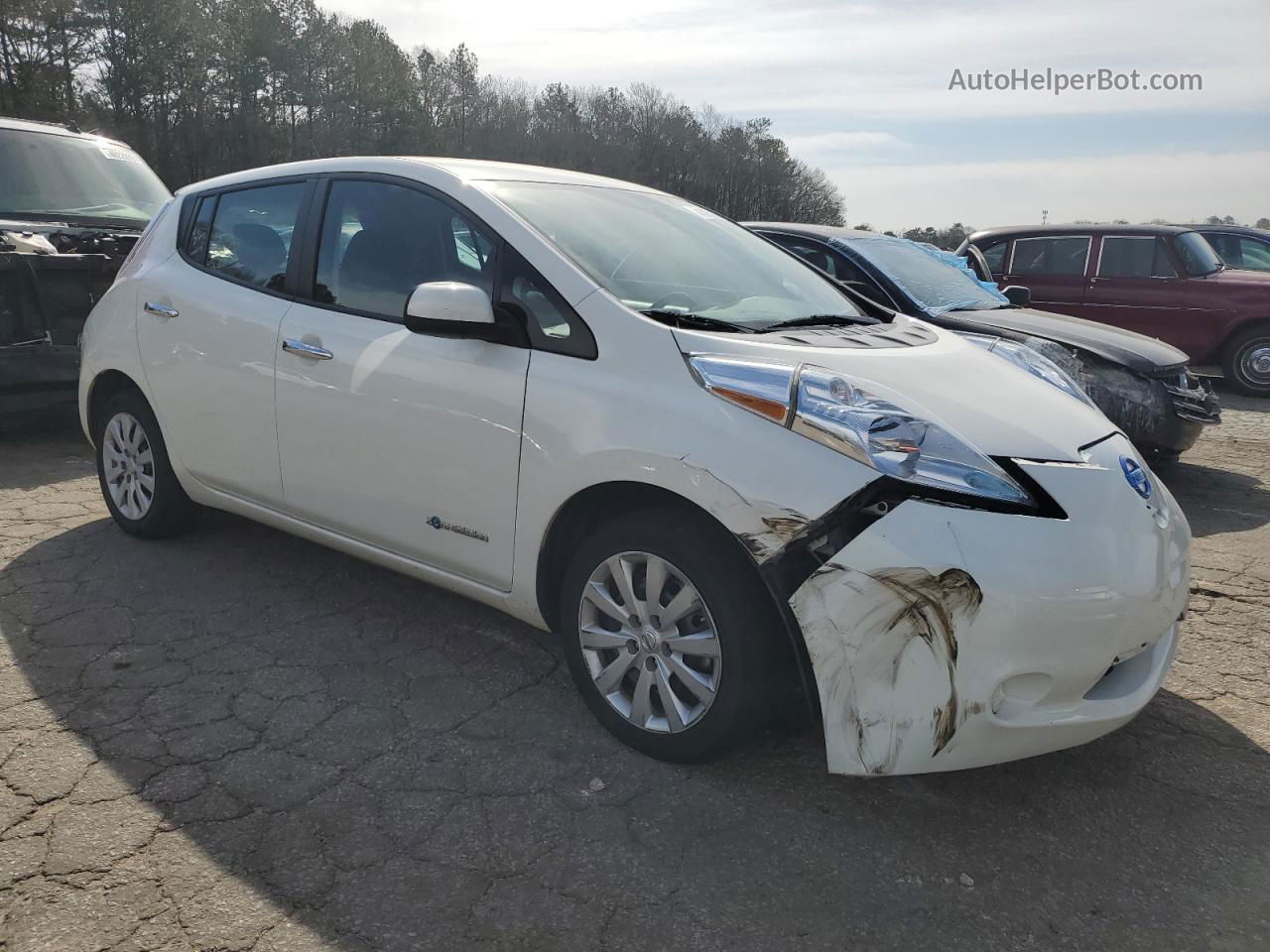 2015 Nissan Leaf S White vin: 1N4AZ0CP3FC327637