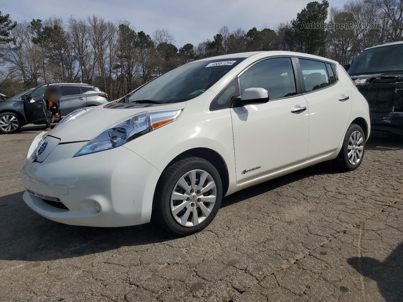 2015 Nissan Leaf S White vin: 1N4AZ0CP3FC327637