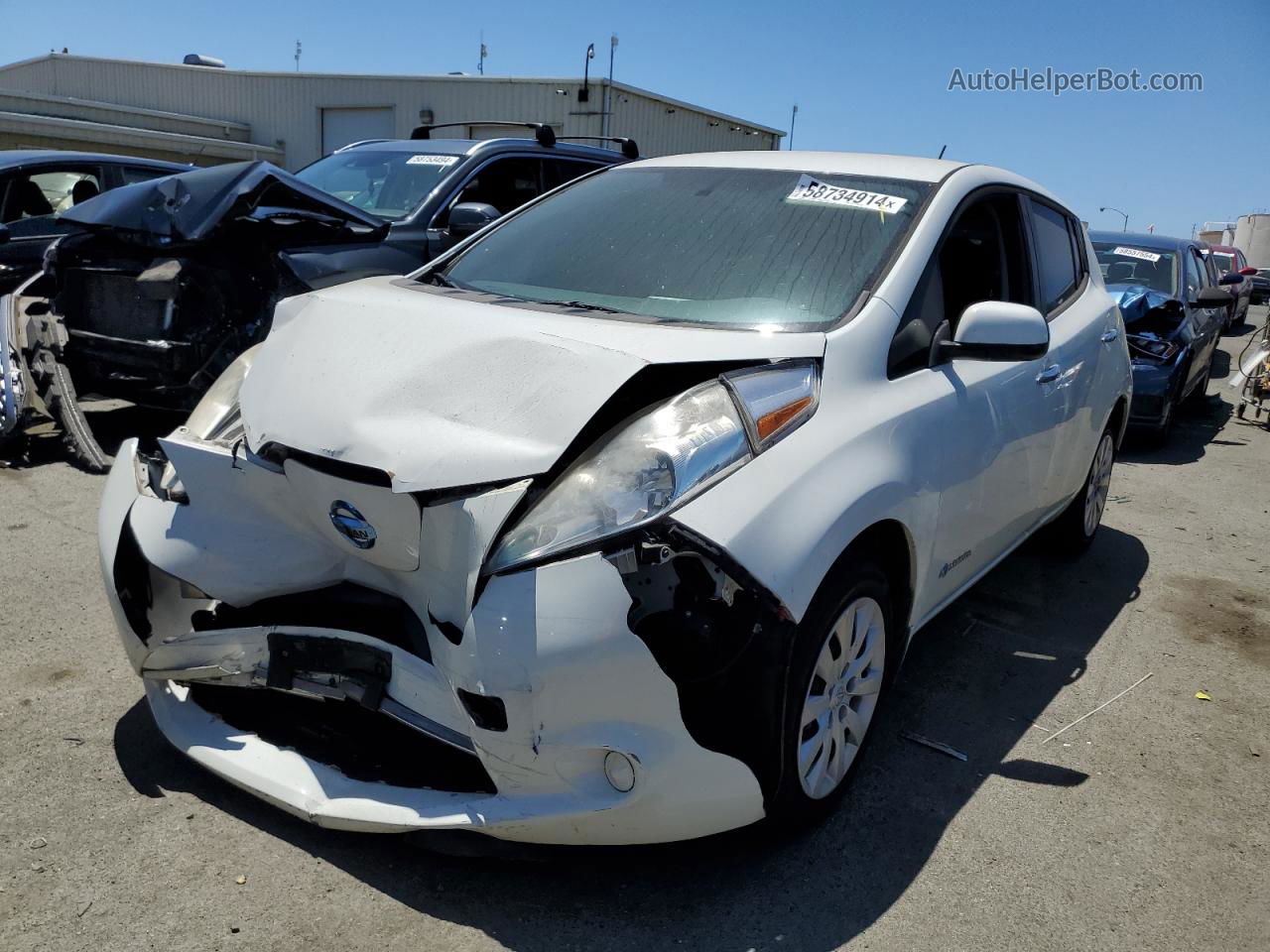 2015 Nissan Leaf S White vin: 1N4AZ0CP5FC302724