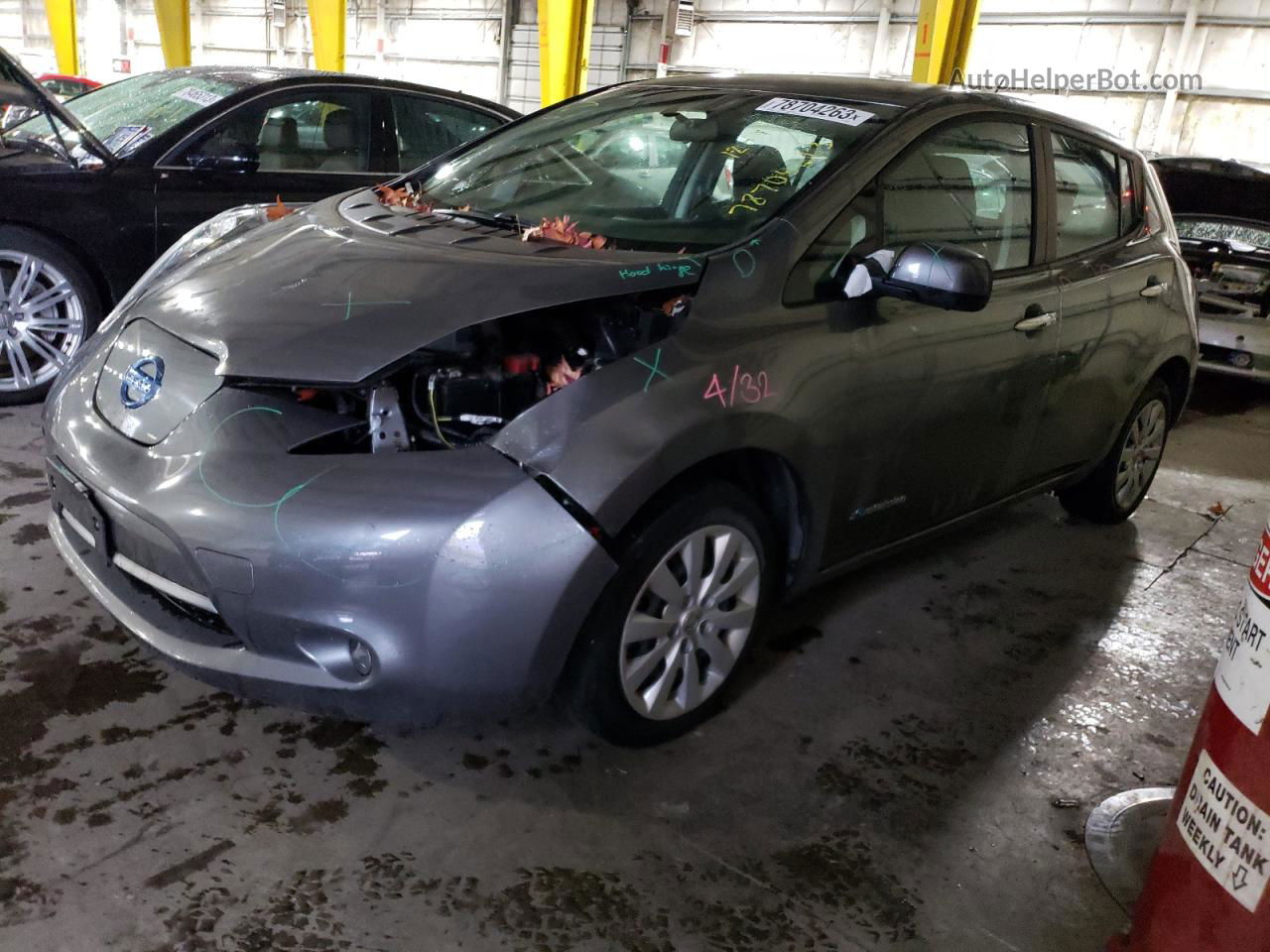 2015 Nissan Leaf S Серый vin: 1N4AZ0CP5FC333939