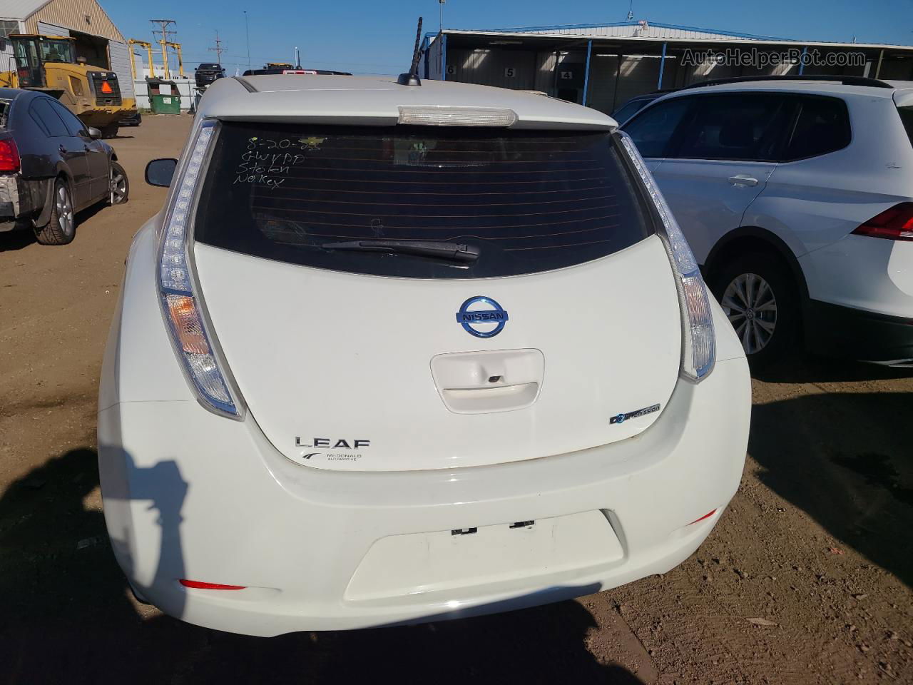 2015 Nissan Leaf S White vin: 1N4AZ0CP6FC320360