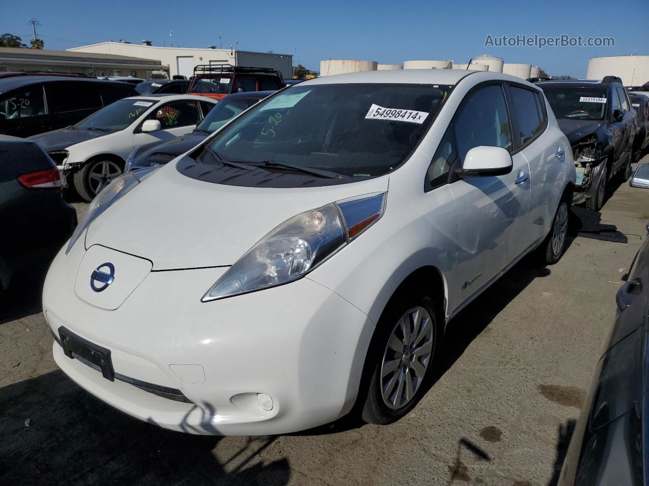 2015 Nissan Leaf S White vin: 1N4AZ0CP7FC306130