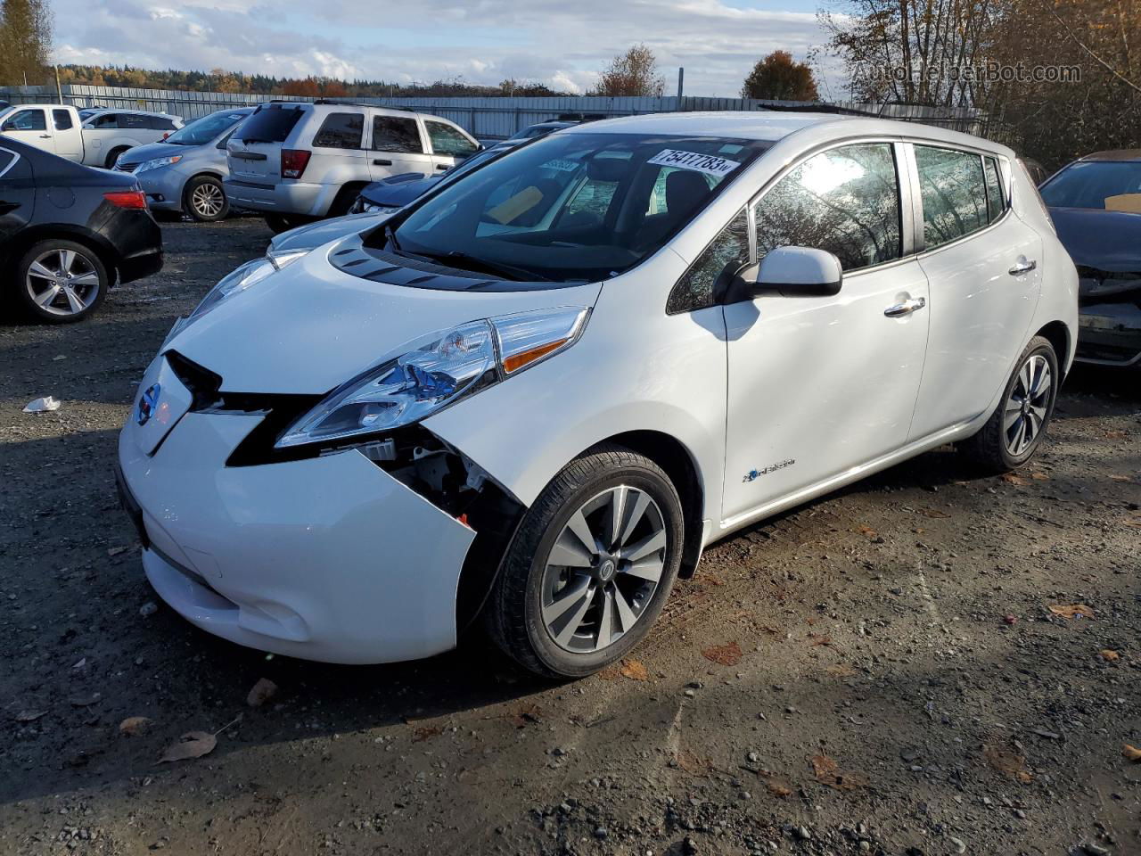 2015 Nissan Leaf S White vin: 1N4AZ0CP7FC324367