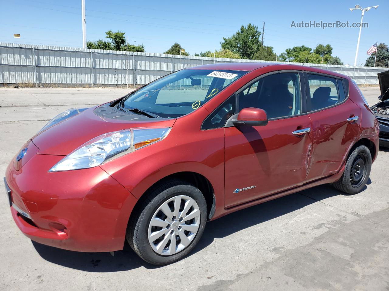 2015 Nissan Leaf S Burgundy vin: 1N4AZ0CP7FC327673